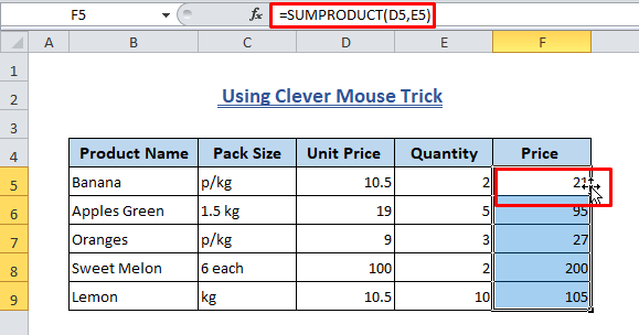 Clear Formula Using Clever Mouse Trick