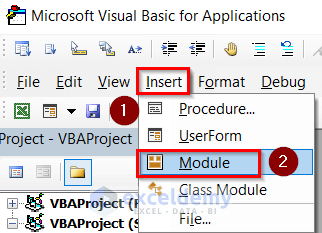 Inserting Module in Microsoft Visual Basic Editor