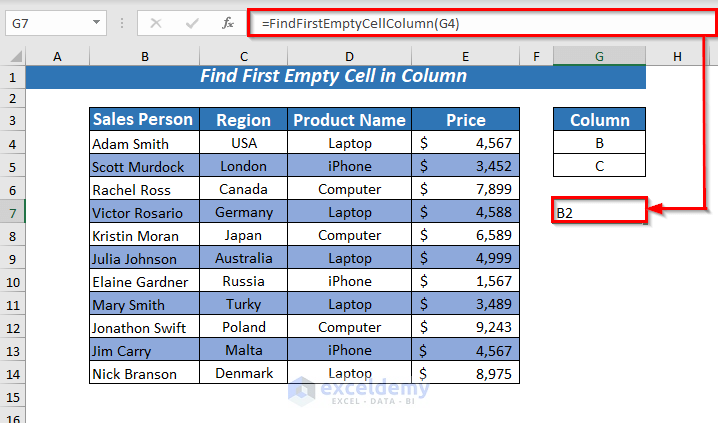Find First Empty Cell in Column using VBA