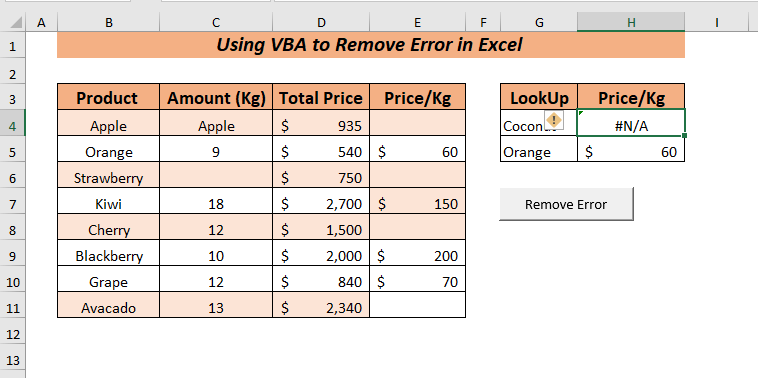 Using VBA to Remove Error