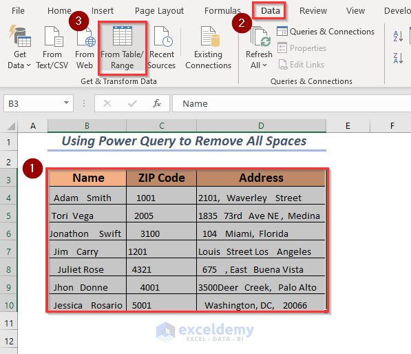 Using Power Query to Remove All Spaces