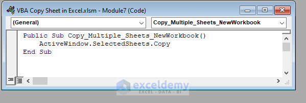 Using VBA code to Copy a Multiple Sheet in New Workbook
