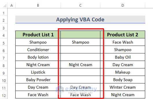 Align Two Sets of Data by Using VBA Code