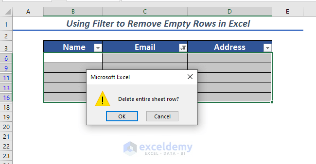 Confirm to Remove Empty Rows
