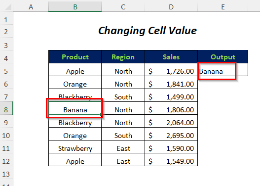 changing cell value