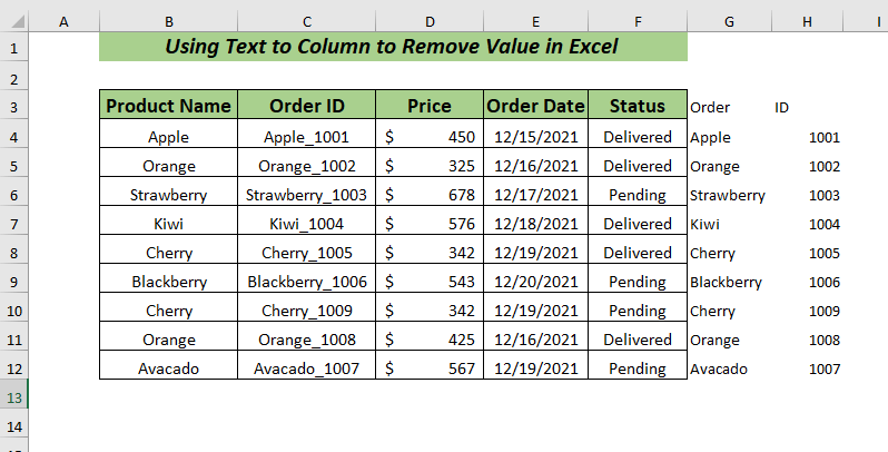 Using Text to Columns to Remove Value in Excel
