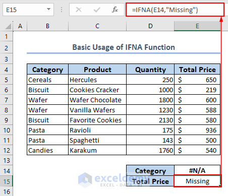 Basic Usage of the IFNA Function