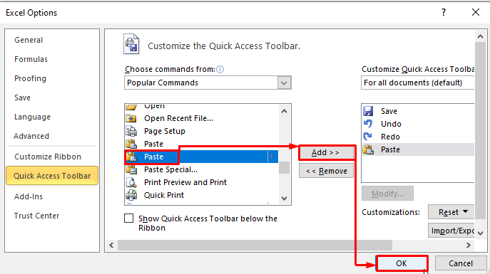 Clear Formula Using Quick Access Toolbar-Adding Paste option in Access Toolbar