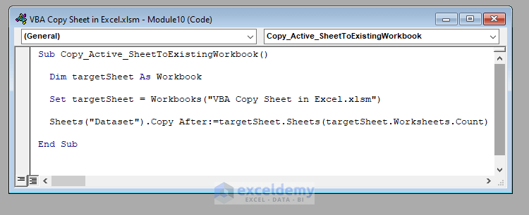 Using VBA code to Copy Active Sheet to Existing Workbook