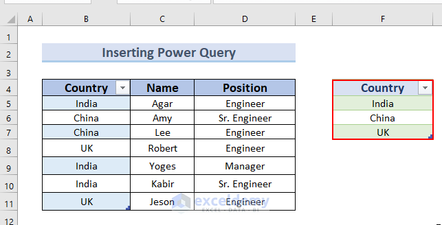 The outcome after deleting duplicates and keeping one value using a power query in Excel