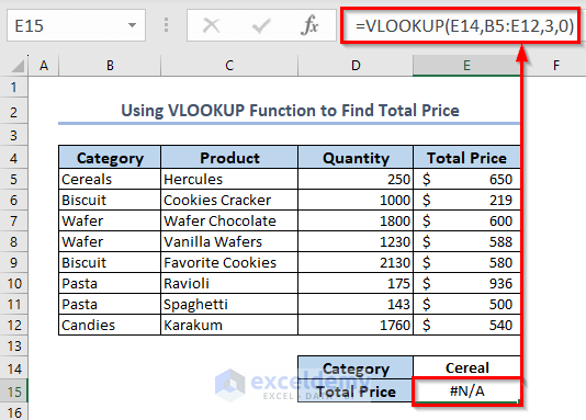 Using VLOOKUP Function