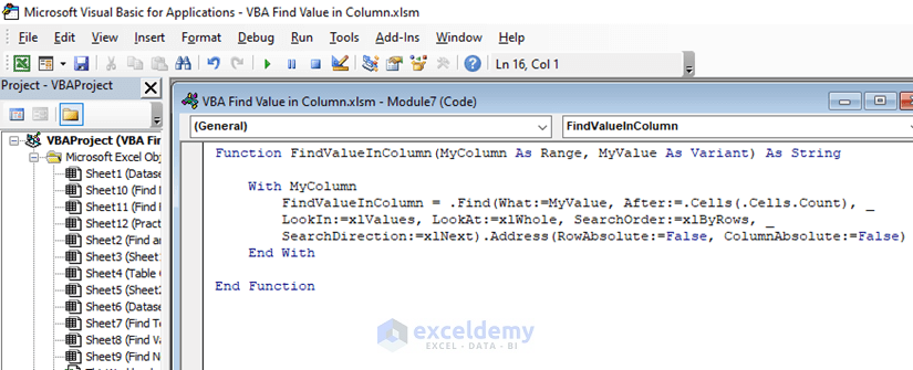 Find Specific Value in Column using VBA 