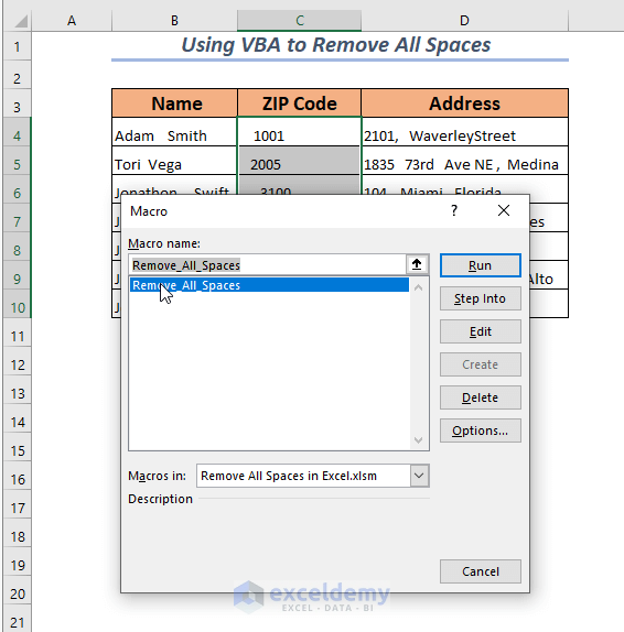 Using VBA to Remove All Spaces