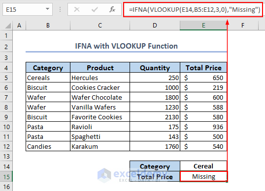 Using IFNA & VLOOKUP Functions in Single Sheet