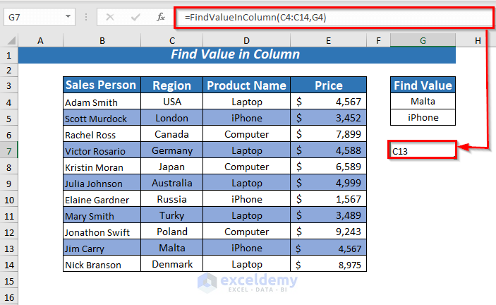 Find Specific Value in Column using VBA 