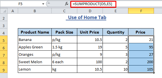 Clear Formula from Excel Using Home Tab-Cells With Formulas