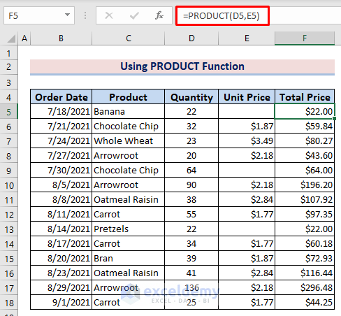 7-Using PRODUCT function to avoid VALUE error