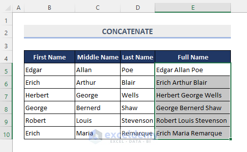 Output: Combine Cells with CONCATENATE