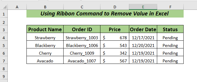 Delete Using Ribbon with Sort to Remove Value in Excel
