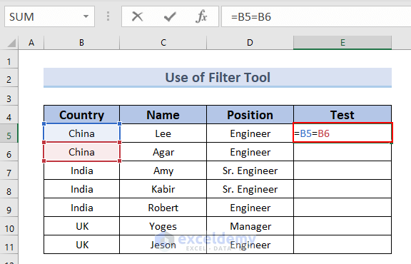 Using a Formula in the Test column