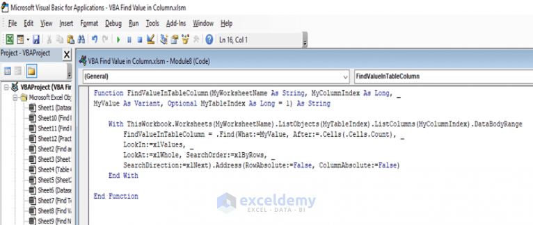 VBA Find In Column In Excel 7 Approaches ExcelDemy