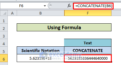 scientific notation to text using text function