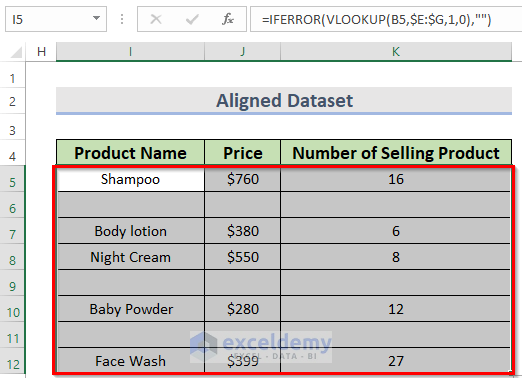 Align Two Sets of Data Using IFERROR & VLOOKUP Functions