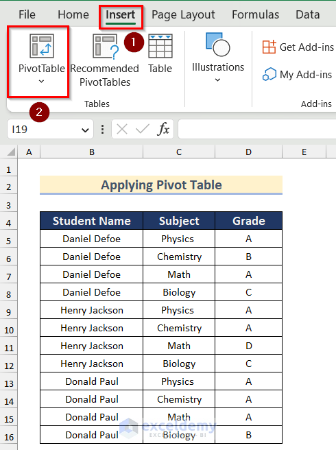 Inserting Pivot Table to split Excel sheet into multiple sheets