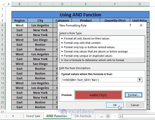AND Function -Conditional Formatting Multiple Text Values in Excel