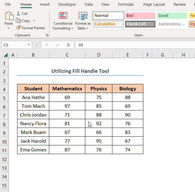 Utlizing Fill handle to apply conditional formatting