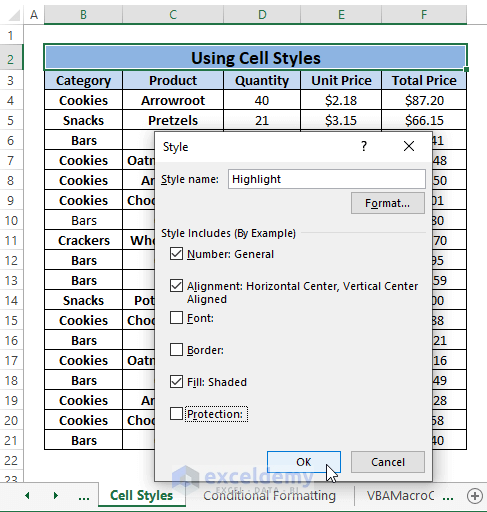 styles window-How to Highlight Selected Cells in Excel