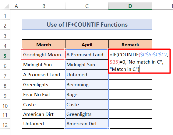 IF+COUNTIF Functions