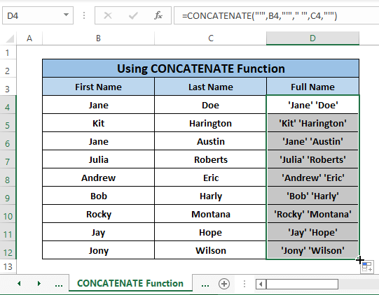Concatenate function result-How to Concatenate Apostrophe in Excel