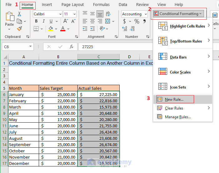 Conditional Formatting Entire Column Based on Another Column