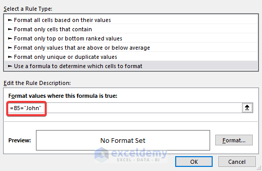 select the referenced cell value based on which the cells are going to be formatted.
