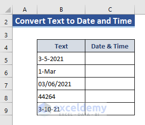 Data set to convert text to date and time in Excel