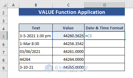 Excel VALUE Function to Convert Text to Date & Time