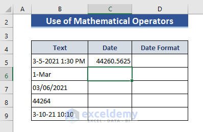 Use of Mathematical Operators to Convert Text to Date & Time