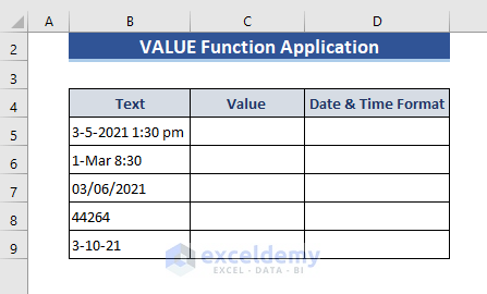 Excel VALUE Function to Convert Text to Date & Time