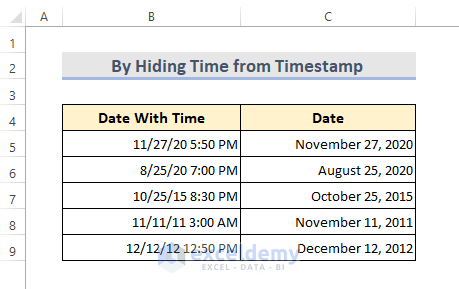 Convert UTC Timestamp to Date by Hiding the Time