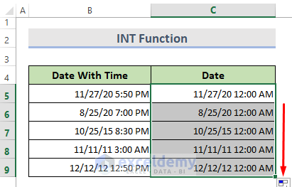 Convert Timestamp to Date Using Excel INT Function