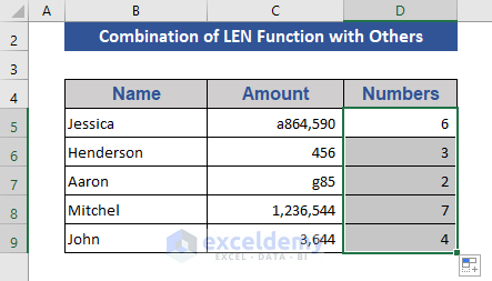 Count Only Numbers with SUM+LEN+SUBSTITUTE