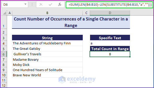 Count Number of Occurrences of a Single Character in a Range