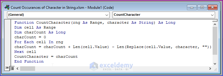 Copy and paste the following code into the new Module.