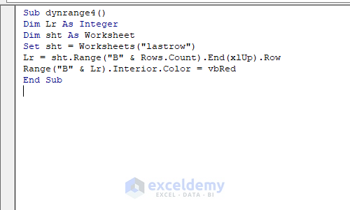 vba code for Filling Color in last row