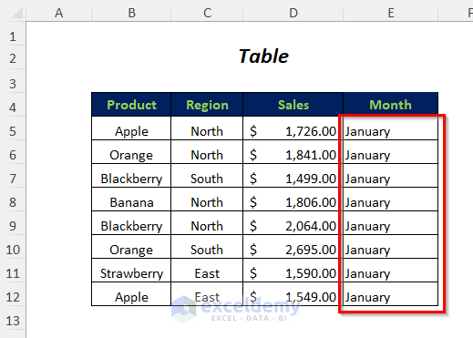 dynamic range for table dataset