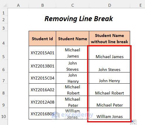 removing line break