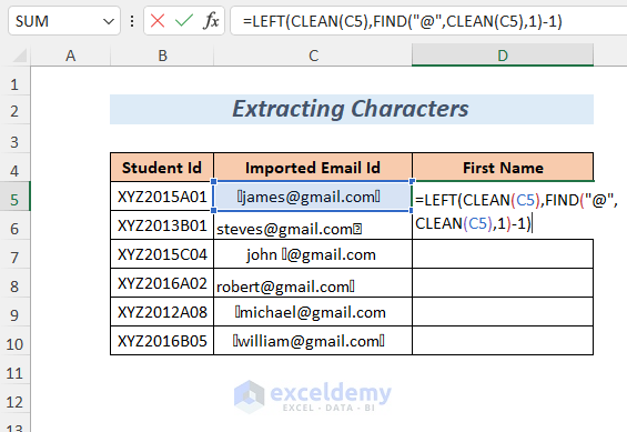 extracting characters
