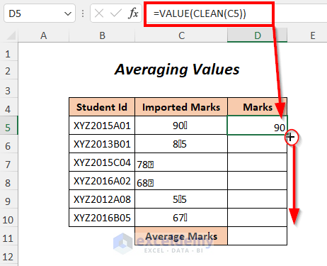 averaging values