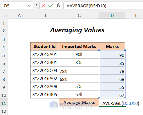 averaging values